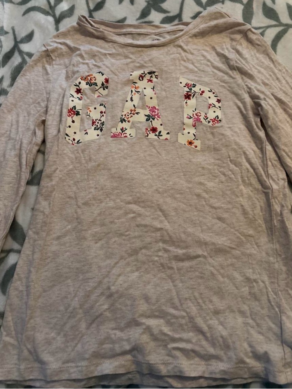 GAP Cream Long-Sleeve Tee with Floral Logo